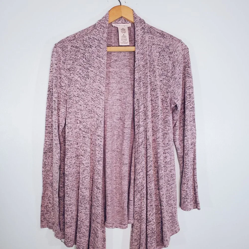 Philosophy Lavender Black Marbled Asymmetrical Cardigan M - Picture 4 of 10